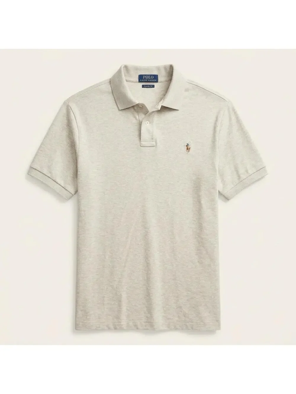 Polo Ralph Lauren Classic Fit Men's Soft Touch Oatmeal Cotton Polo Shirt Sz XXL